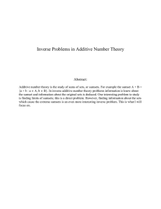 Inverse Problems in Additive Number Theory Abstract: