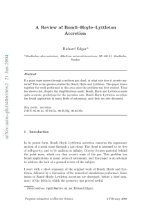 A Review of Bondi–Hoyle–Lyttleton Accretion Richard Edgar