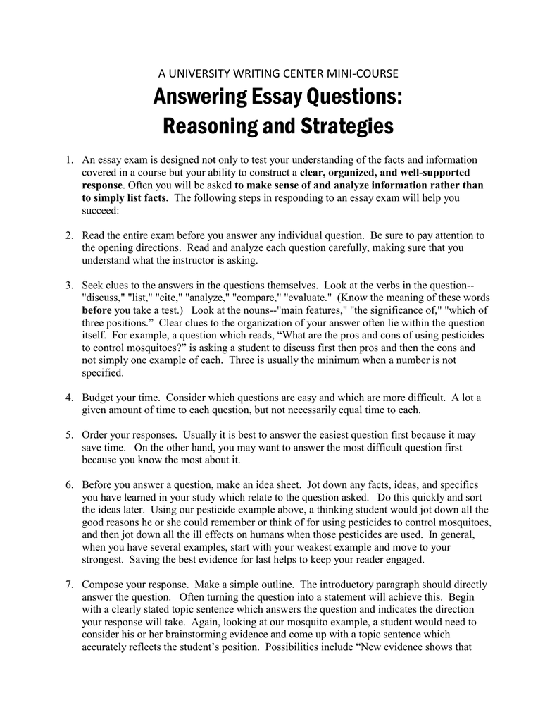 how to write response essay questions and answers