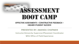 Assessment Boot camp PRESENTED BY: AMANDA CHAPMAN EFFECTIVE ASSESSMENTS + CONSTRUCTIVE FEEDBACK =