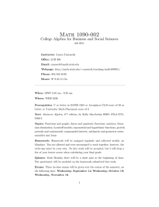 Math 1090-002 College Algebra for Business and Social Sciences