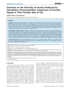 Overview  on  the  Diversity  of ... Clownfishes  (Pomacentridae):  Importance  of Acoustic