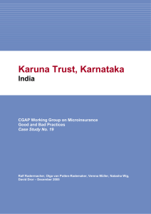 Karuna Trust, Karnataka  India CGAP Working Group on Microinsurance