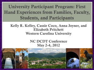 University Participant Program: First Hand Experiences from Families, Faculty, Students, and Participants