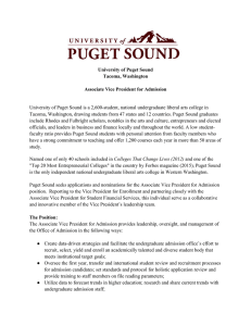 University of Puget Sound Tacoma, Washington  Associate Vice President for Admission