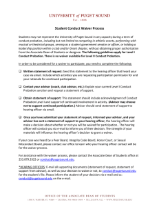Student Conduct Waiver Process