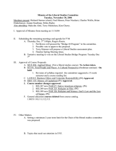 Minutes of the Liberal Studies Committee Tuesday, November 30, 2004 Dinkelmeyer,