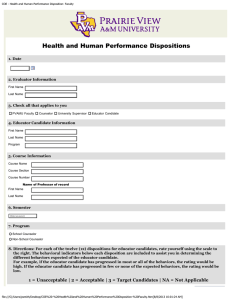 Health and Human Performance Dispositions 1. Date 2. Evaluator Information