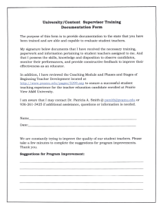University/Content Supervisor Training Documentation Form