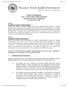 Policies &amp; Regulations 70.17  Title IX/Title VI Discrimination (Student Grievance Procedures)