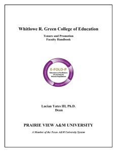 Whitlowe R. Green College of Education PRAIRIE VIEW A&amp;M UNIVERSITY