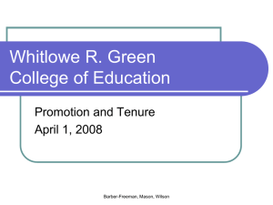 Whitlowe R. Green College of Education Promotion and Tenure April 1, 2008