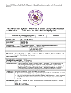 Spring 2013 Syllabus for CNSL 5163 Research (Adopted for online... Professor