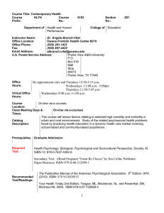 Course Title: Contemporary Health Course HLTH 5183