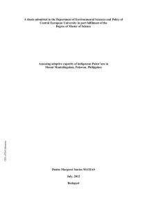 A thesis submitted to the Department of Environmental Sciences and... Central European University in part fulfilment of the