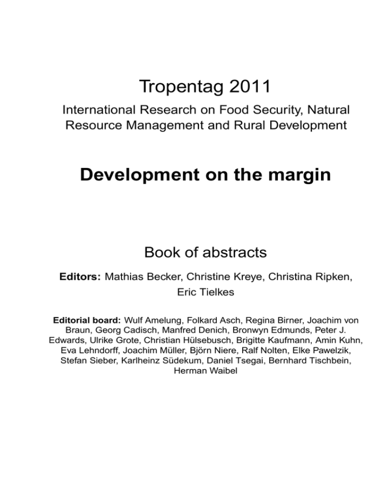 Tropentag 11 Development On The Margin Book Of Abstracts