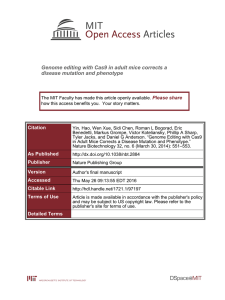 Genome editing with Cas9 in adult mice corrects a Please share