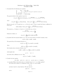 Solutions to the Midterm Exam, Math 3150 November 6, 2003 @ u