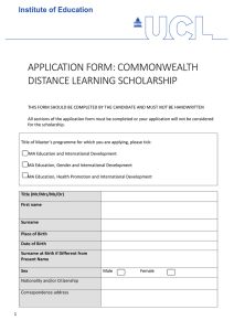 APPLICATION FORM: COMMONWEALTH DISTANCE LEARNING SCHOLARSHIP