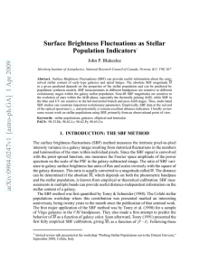 Surface Brightness Fluctuations as Stellar Population Indicators John P. Blakeslee