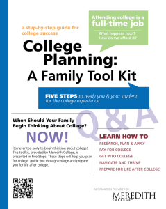 College Planning: NOW! A Family Tool Kit