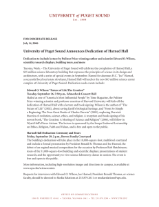 University of Puget Sound Announces Dedication of Harned Hall