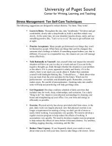 University of Puget Sound  Stress Management: Ten Self-Care Techniques