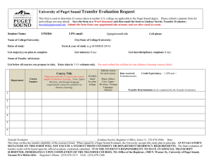 Transfer Evaluation Request  University of Puget Sound