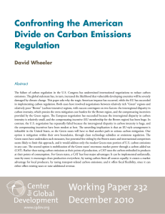 Confronting the American Divide on Carbon Emissions Regulation David Wheeler