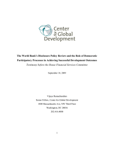 The World Bank’s Disclosure Policy Review and the Role of... Participatory Processes in Achieving Successful Development Outcomes