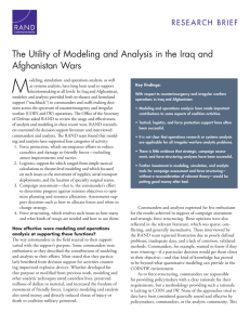 M The Utility of Modeling and Analysis in the Iraq and