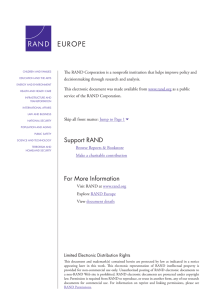 The RAND Corporation is a nonprofit institution that helps improve... decisionmaking through research and analysis.