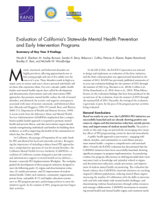 Evaluation of California’s Statewide Mental Health Prevention and Early Intervention Programs