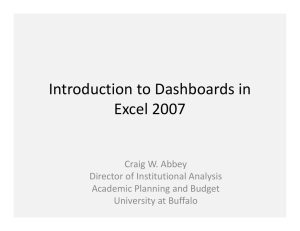 Introduction to Dashboards in  Excel 2007 Craig W. Abbey Director of Institutional Analysis