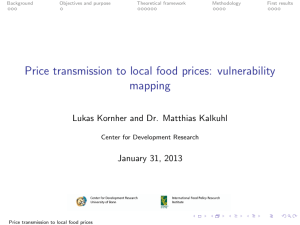 Price transmission to local food prices: vulnerability mapping January 31, 2013