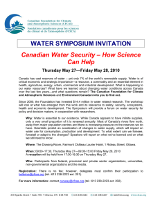 WATER SYMPOSIUM INVITATION Canadian Water Security – How Science Can Help