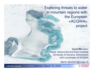 Exploring threats to water in mountain regions with the European «ACQWA»