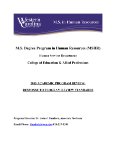 M.S. Degree Program in Human Resources (MSHR)  Human Services Department