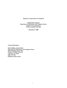 Response to Program Review Standards Mathematics Programs