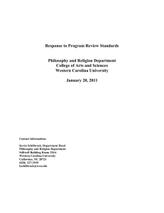 Response to Program Review Standards  Philosophy and Religion Department