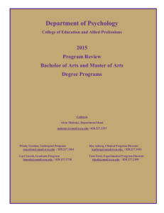 Department of Psychology 2015 Program Review Bachelor of Arts and Master of Arts