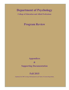 Department of Psychology Program Review  Fall 2015