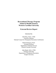 Recreational Therapy Program School of Health Sciences Western Carolina University