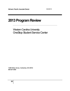 2013 Program Review OneStop Student Service Center Western Carolina University 18