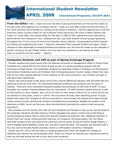 APRIL 2008 International Student Newsletter International Programs| 253.879.3652 From the Editor: