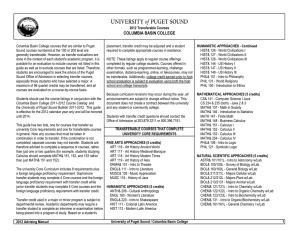 Columbia Basin College courses that are similar to Puget