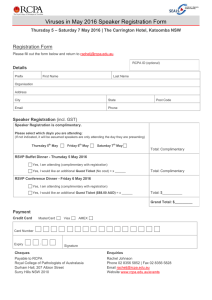 Viruses in May 2016 Speaker Registration Form Registration Form ☐