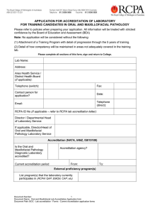 APPLICATION FOR ACCREDITATION OF LABORATORY