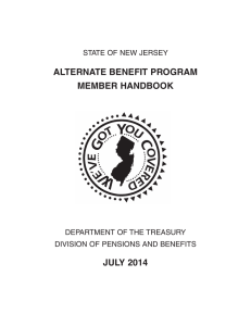 ALTERNATE BENEFIT PROGRAM MEMBER HANDBOOK JULY 2014 STATE OF NEW JERSEY