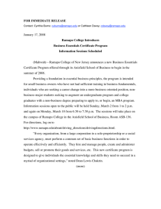 FOR IMMEDIATE RELEASE January 17, 2008 Ramapo College Introduces